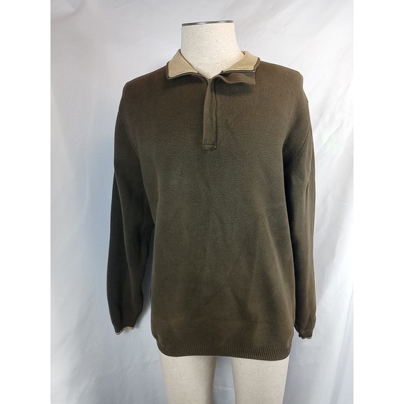 Pendleton Other - VTG Pendleton Sweater Men's Size Large 1/4 Zip Mock Neck Olive Green Sweater 90s